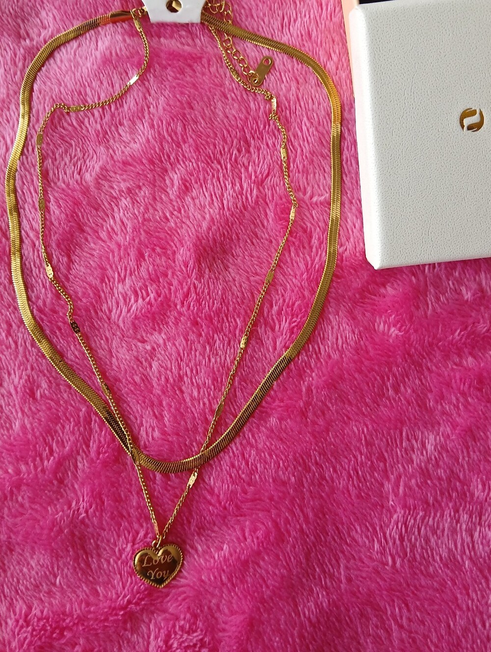 Others Follow Gold Layered Necklace with Heart 'Love You' Pendant